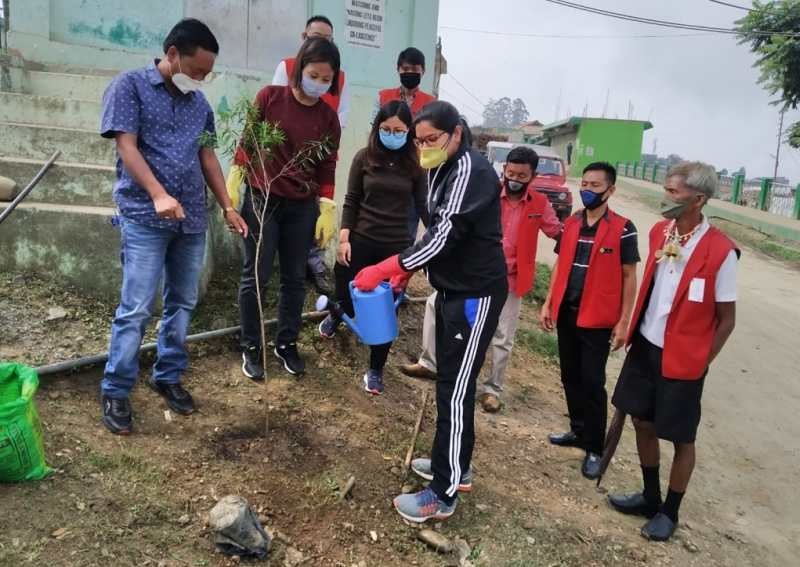 DC Kiphire Sarita Yadav planting a tree in commemoration of World Environment Day on June 5 at Deluxe Point, Kiphire. The celebration was joined by Kiphire Town Council (KTC) along with various NGOs and ward chairmen in collaboration with the District Administration. (DPRO Kiphire Photo)
